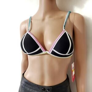 NWT Hula Honey | Push Up Rainbow Thread String Tie Back Bikini Top